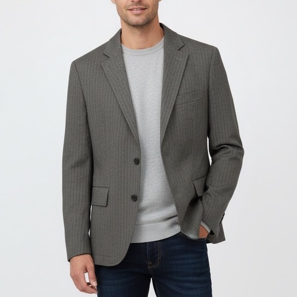 Jachs New York Tailoring Charcoal Herringbone Blazer Jacket Men's Size M